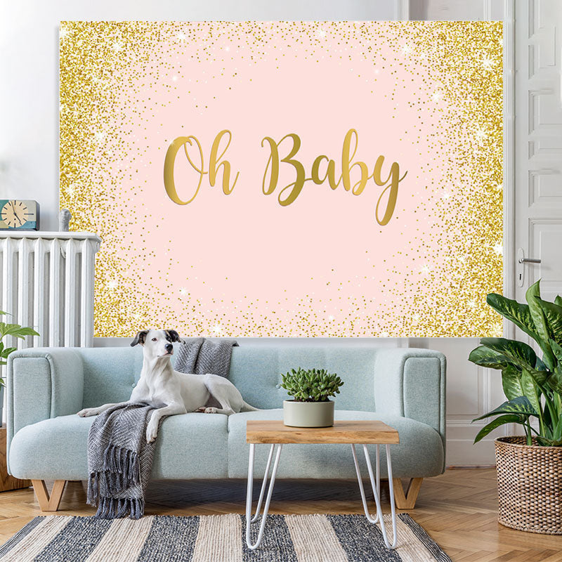Lofaris Glitter And Simple Bokeh Gender Reveal Oh Baby Backdrop