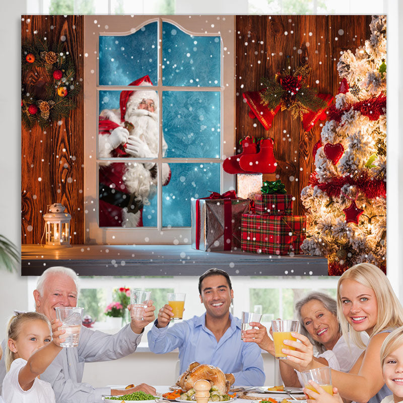Lofaris Glitter And Warm House Santa Claus Outside Window