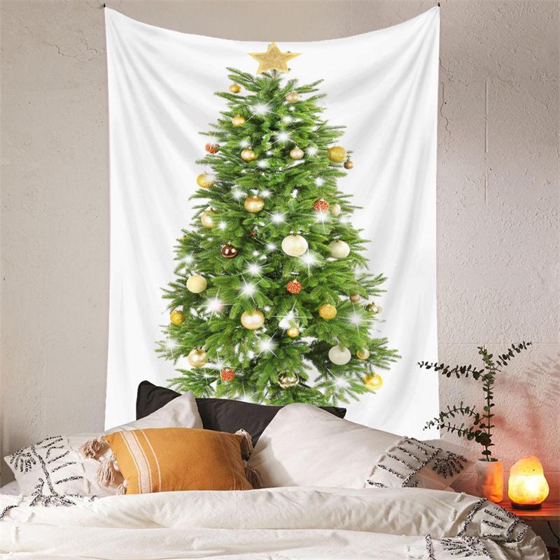 Lofaris Glitter Bauble Pinetree Christmas Tapestry Wall Deco