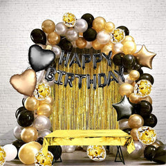 Lofaris Glitter Black Gold Balloons Party Decoration for Birthday