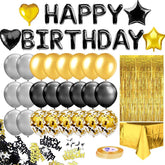 Lofaris Glitter Black Gold Balloons Party Decoration for Birthday