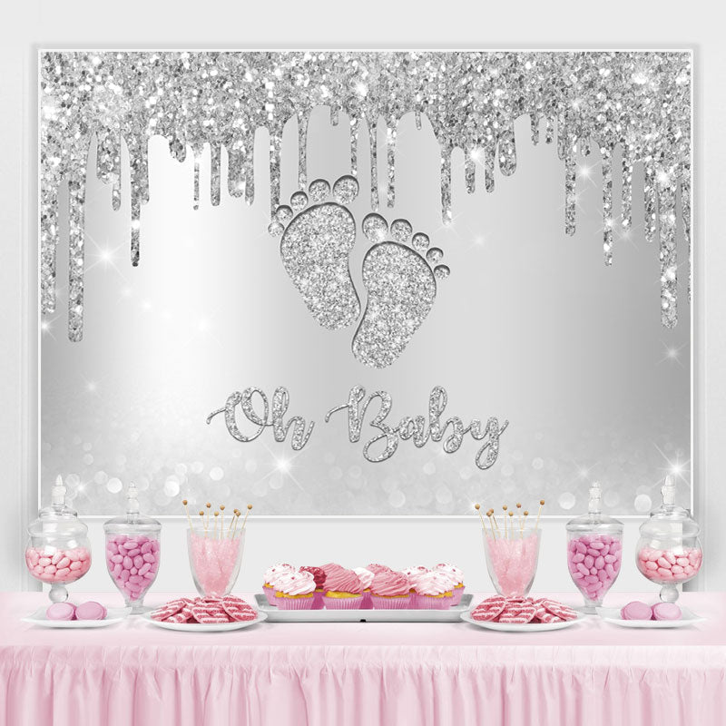 Lofaris Glitter Bokeh On Baby Lovely Feet Shower Backdrop