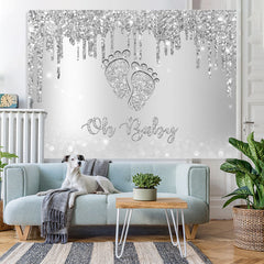 Lofaris Glitter Bokeh On Baby Lovely Feet Shower Backdrop