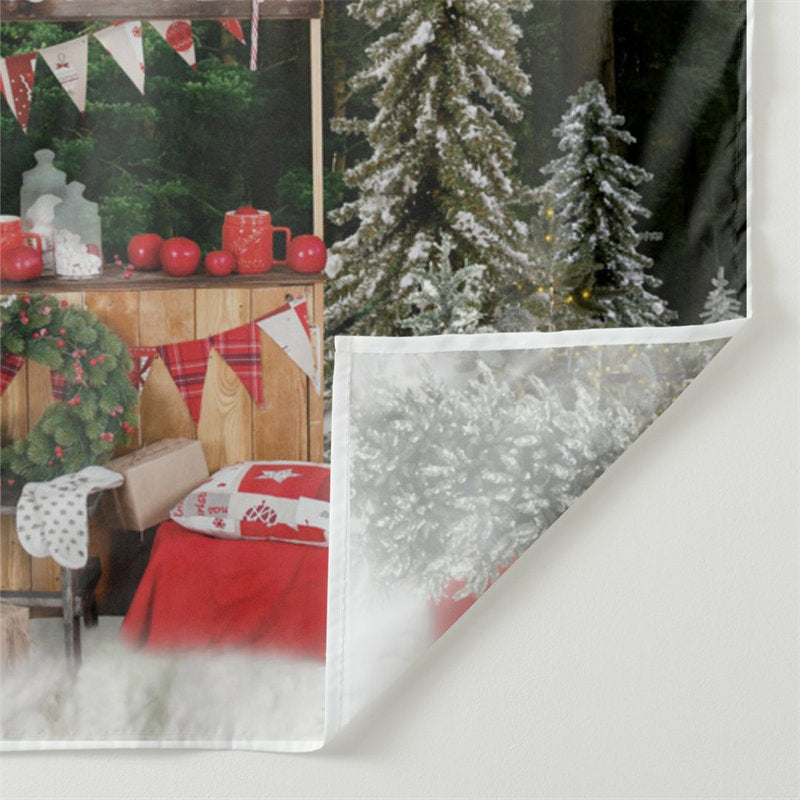 Lofaris Glitter Christmas Trees Hot Cocoa Backdrop For Party