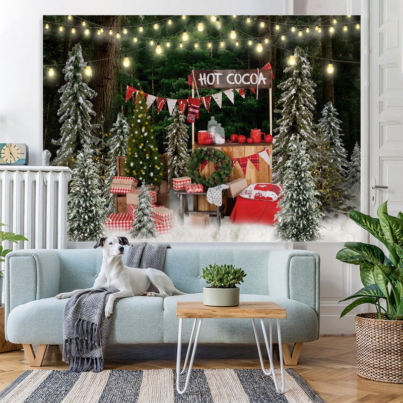 Lofaris Glitter Christmas Trees Hot Cocoa Backdrop For Party