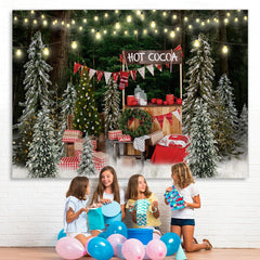 Lofaris Glitter Christmas Trees Hot Cocoa Backdrop For Party