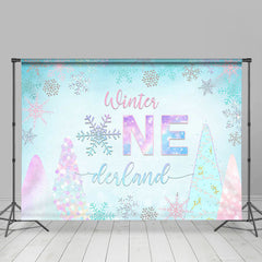 Lofaris Glitter Colorful Winter Snow Theme Birthday Backdrops