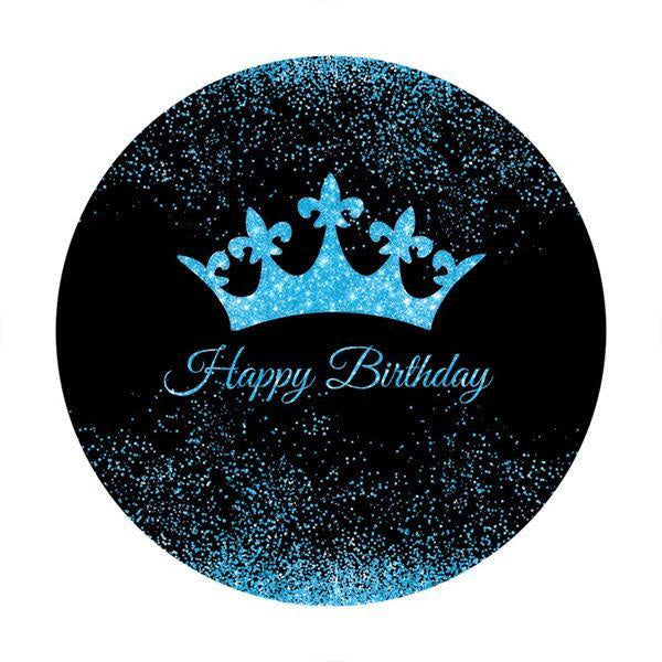 Lofaris Glitter Crown Round Happy Birthday Backdrop For Boy