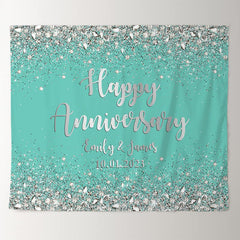 Lofaris Glitter Cute Blue Happy Anniversary Valentines Backdrop