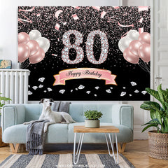Lofaris Glitter Fiesta Ribbion Happy 80Th Birthday Backdrop