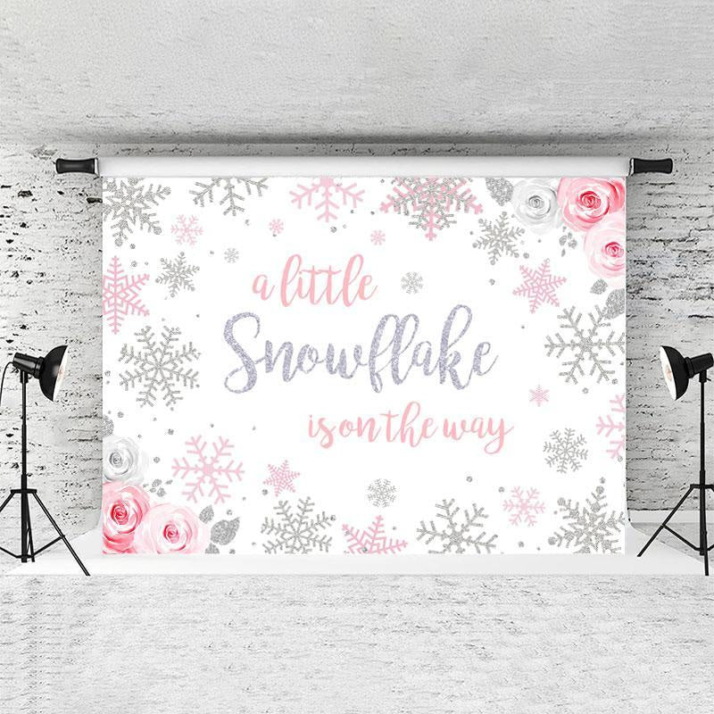 Lofaris Glitter Floral Little Snowflake In On The Way Backdrop