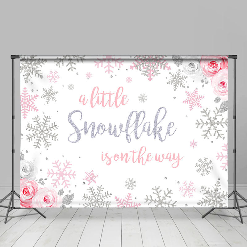 Lofaris Glitter Floral Little Snowflake In On The Way Backdrop