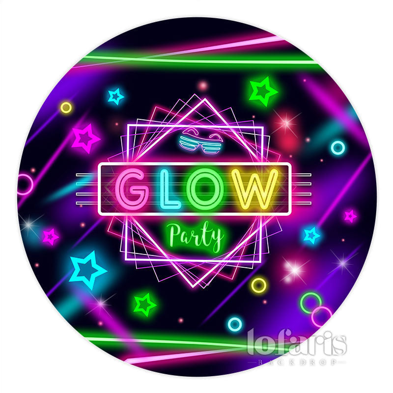 Lofaris Glitter Glow Party And Lines Round Birthday Backdrop