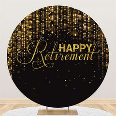 Lofaris Glitter Gold Black Happy Retirement Round Backdrop