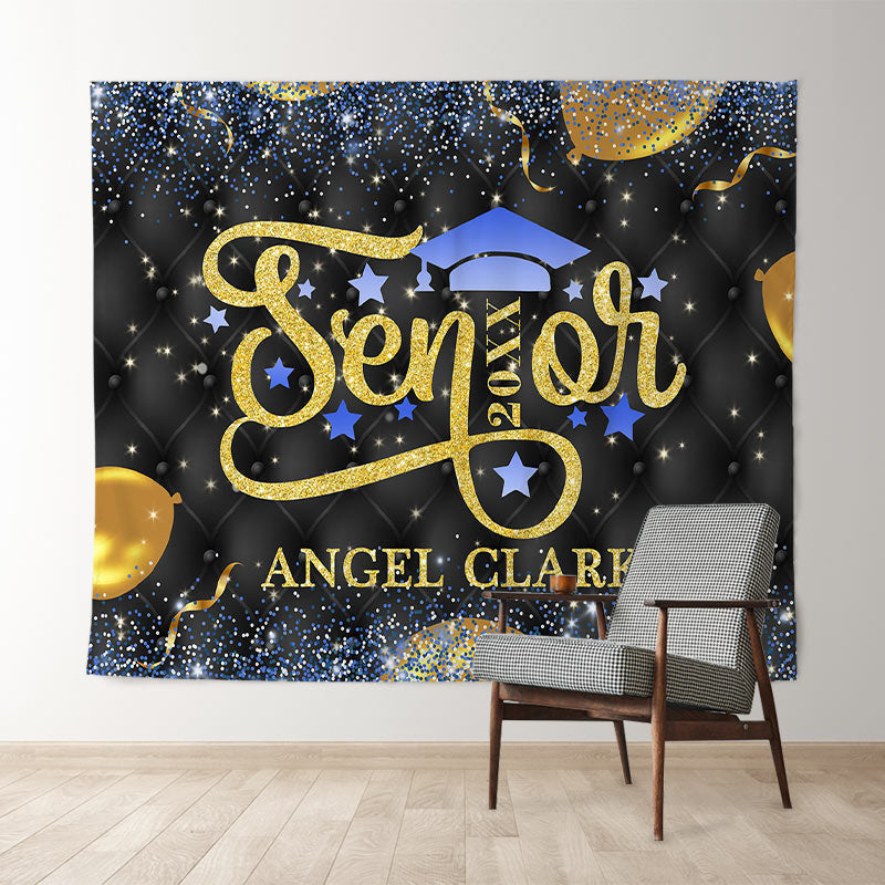 Lofaris Glitter Gold Purple Senior 2022 Graduation Backdrop