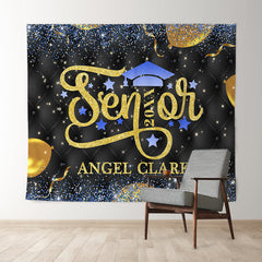 Lofaris Glitter Gold Purple Senior 2022 Graduation Backdrop