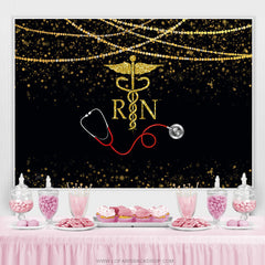 Lofaris Glitter Golden And Bokeh Stethoscope Themed Backdrop