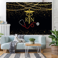 Lofaris Glitter Golden And Bokeh Stethoscope Themed Backdrop