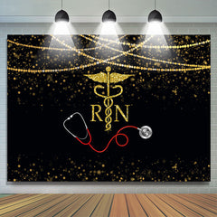 Lofaris Glitter Golden And Bokeh Stethoscope Themed Backdrop