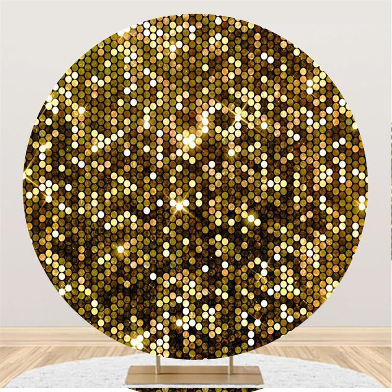 Lofaris Glitter Golden And Shiny Dots Round Birthday Bckdrop