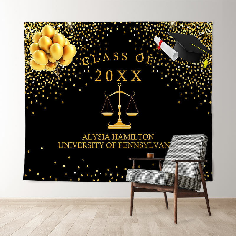 Lofaris Glitter Golden Balloons Ribbion Class Of 2022 Backdrop