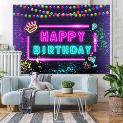 Lofaris Glitter Graffiti And Ocktail Happy Birthday Backdrop