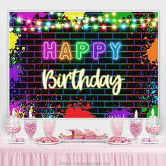 Lofaris Glitter Graffiti On The Wall Happy Birthday Backdrop