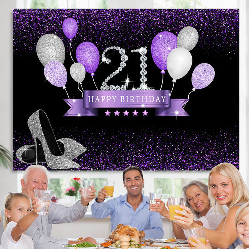 Lofaris Glitter High-Heels 21St Birthday Backdrop With Balloon