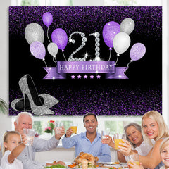 Lofaris Glitter High-Heels 21St Birthday Backdrop With Balloon