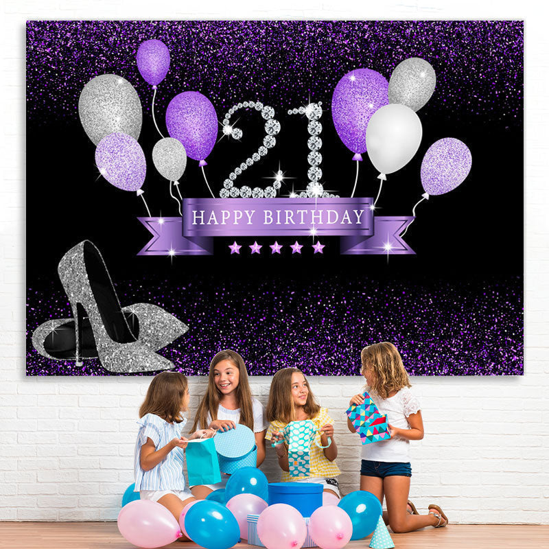 Lofaris Glitter High-Heels 21St Birthday Backdrop With Balloon