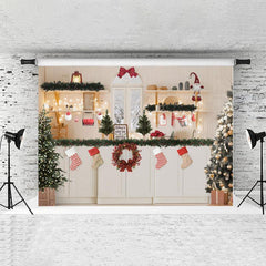 Lofaris Glitter Light And Socks Christmas Backdrop For Party