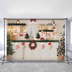 Lofaris Glitter Light And Socks Christmas Backdrop For Party