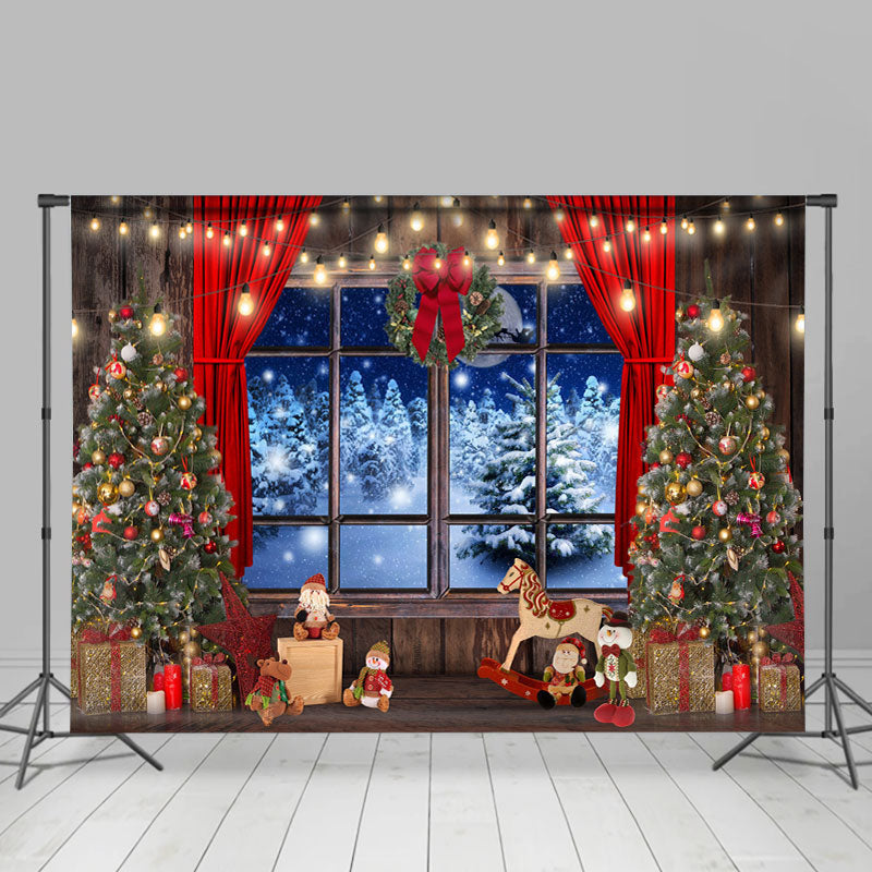 Lofaris Glitter Light And Tree Christmas Backdrop for Winter