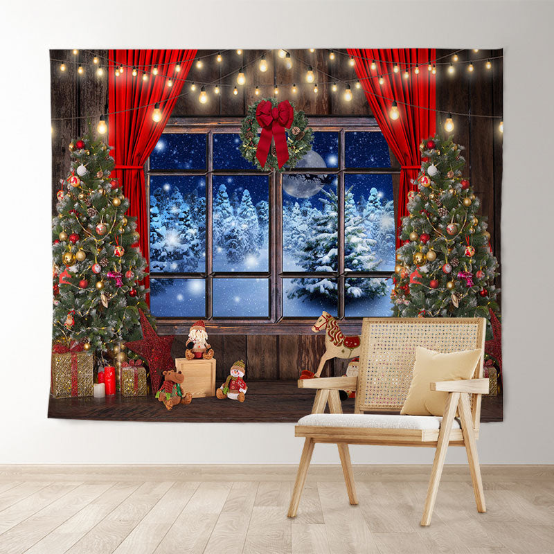 Lofaris Glitter Light And Tree Christmas Backdrop for Winter