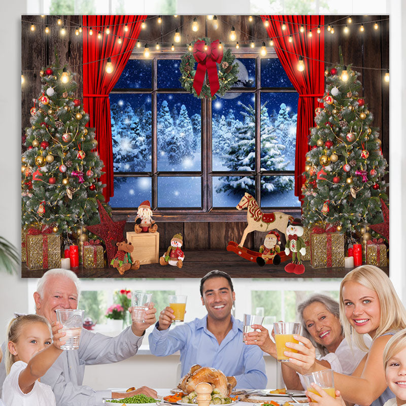 Lofaris Glitter Light And Tree Christmas Backdrop for Winter