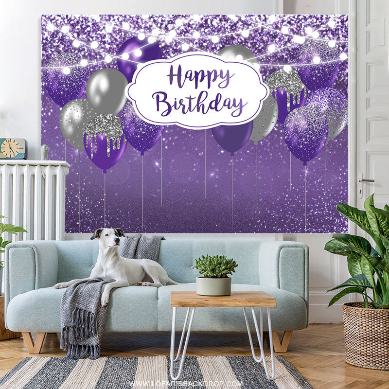 Lofaris Glitter Light Balloon Happy Birthday Backdrop For Female