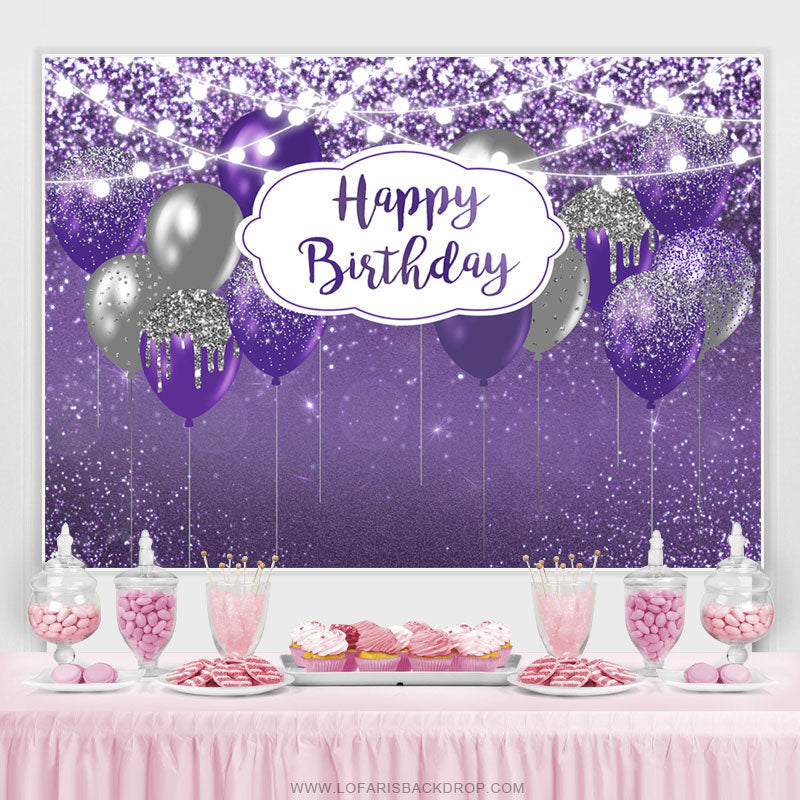 Lofaris Glitter Light Balloon Happy Birthday Backdrop For Female