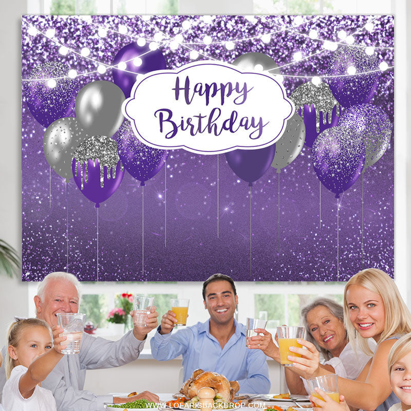 Lofaris Glitter Light Balloon Happy Birthday Backdrop For Female