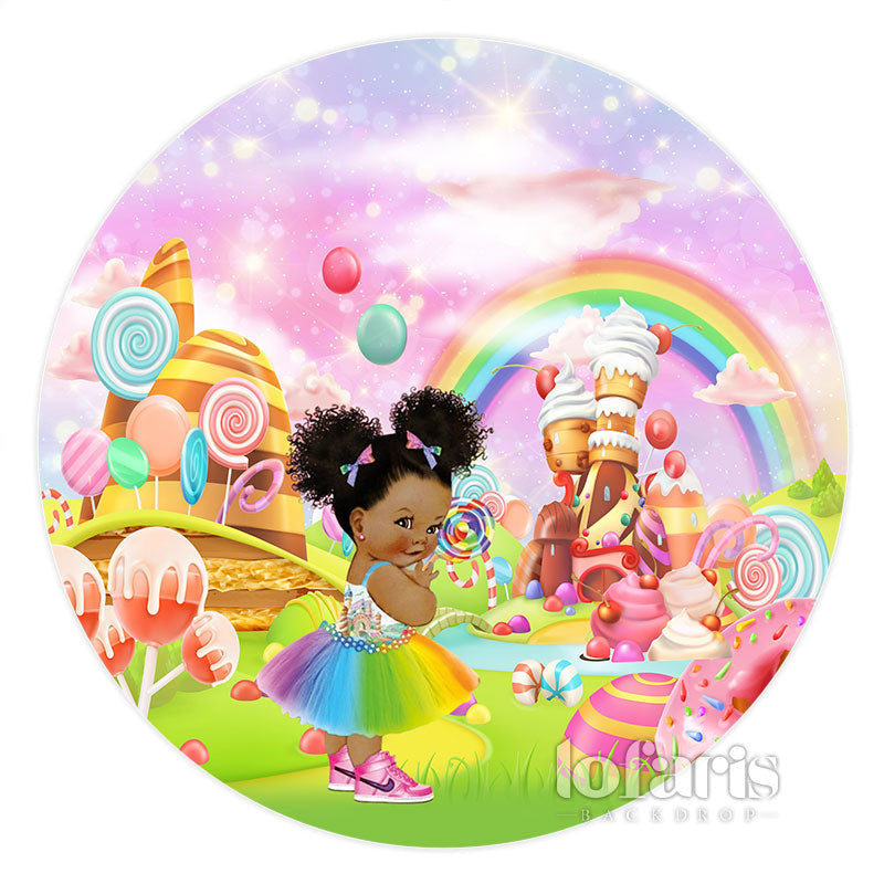Lofaris Glitter Light Candy House Baby Shower Circle Backdrop