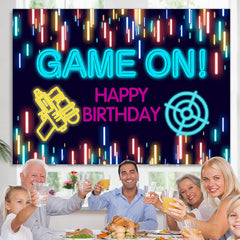 Lofaris Glitter Lights Game On Theme Happy Birthday Backdrop