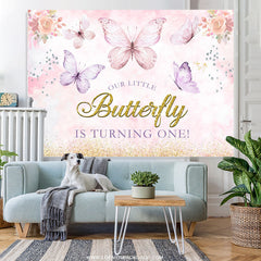 Lofaris Glitter Little Butterfly Girls Baby Shower Backdrop