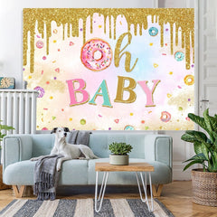 Lofaris Glitter Lovely Donut Baby Shower Backdrop For Girl