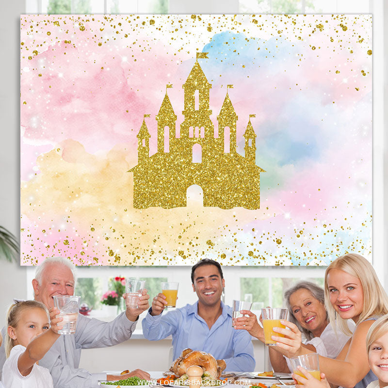 Lofaris Glitter Magic Sky World With Castle Cute Backdrop