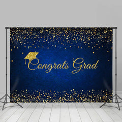 Lofaris Glitter Navy Blue Comgrats Grad Party Backdrop