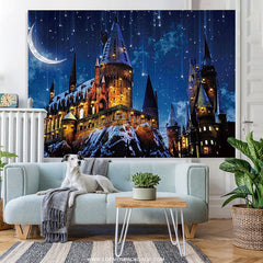Lofaris Glitter Night And Old Castle Happy Birthday Backdrop