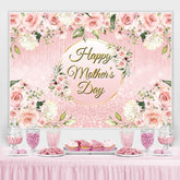 Lofaris Glitter Pink Golden Floral Happy Mothers Day Backdrop