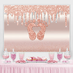 Lofaris Glitter Pink Little Feet Backdrop Baby Shower For Girl