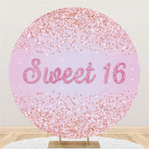 Lofaris Glitter Pink Simple Sweet 16 Birthday Round Backdrop