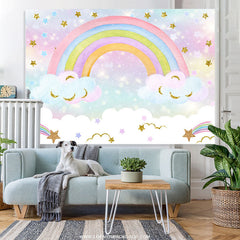 Lofaris Glitter Rainbow Cloud Girls Baby Shower Backdrop