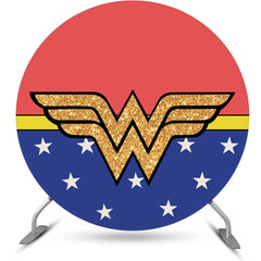 Lofaris Glitter Red Blue With Stars Birthday Round Backdrop Kit